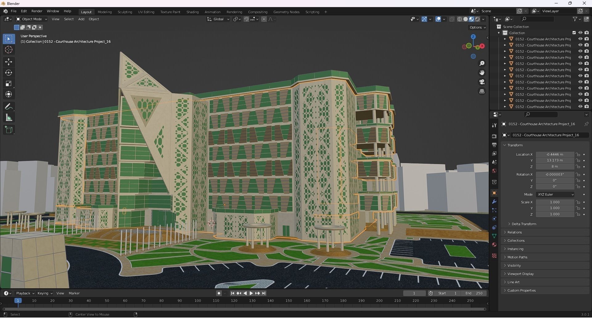 0152 - Courthouse Architecture Project - 2D Drawings-3D Files 3D model_45