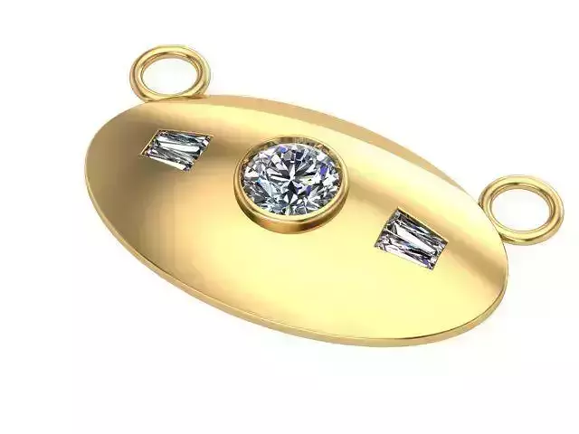 Round and Custom Baguette Diamonds Pendant