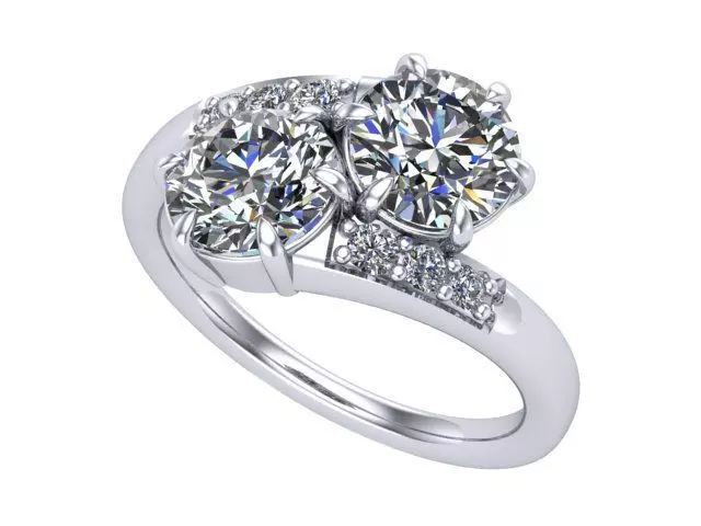 Crossover Round diamonds Engagement Ring 3D print model_0