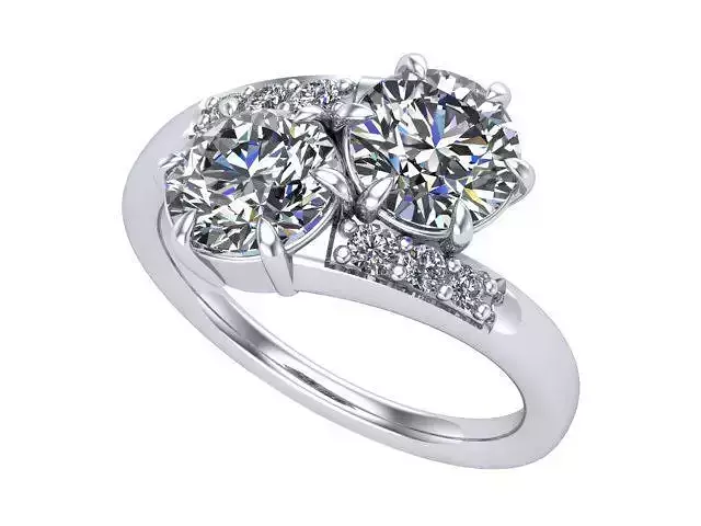 Crossover Round diamonds Engagement Ring