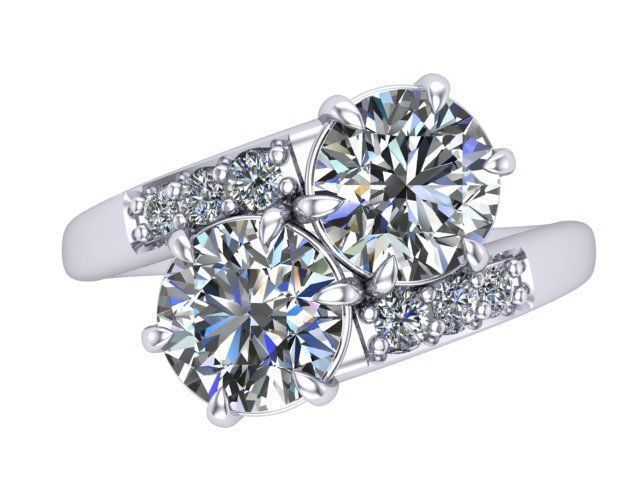 Crossover Round diamonds Engagement Ring 3D print model_1