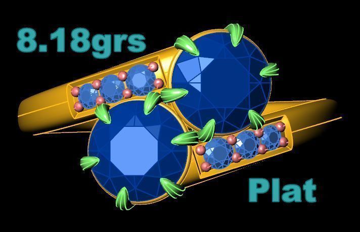 Crossover Round diamonds Engagement Ring 3D print model_3