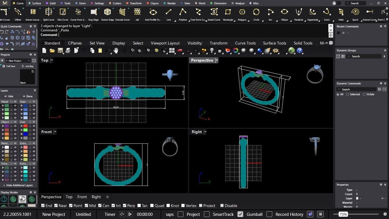 Dimond gem and gold bracelet 3D print model_8