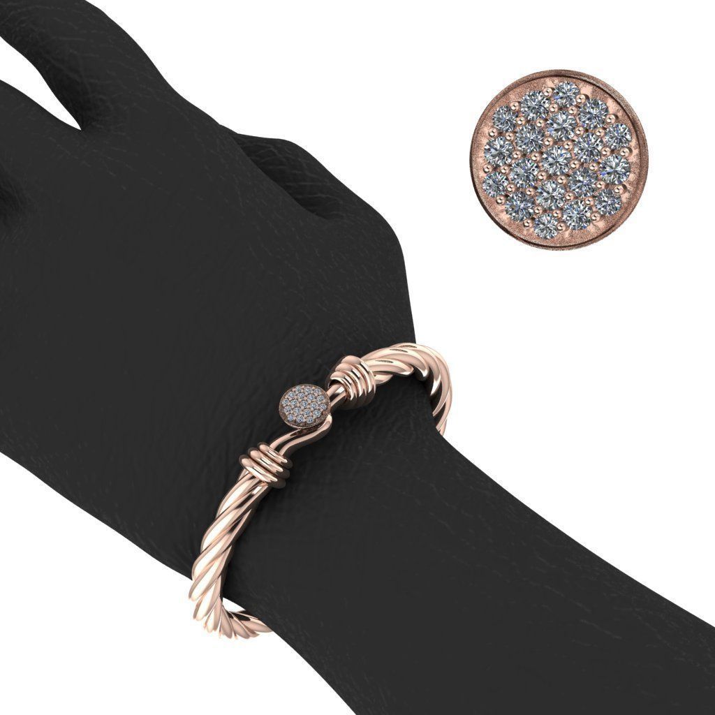 Dimond gem and gold bracelet 3D print model_5