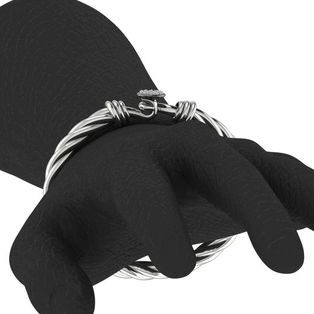 Dimond gem and gold bracelet 3D print model_7