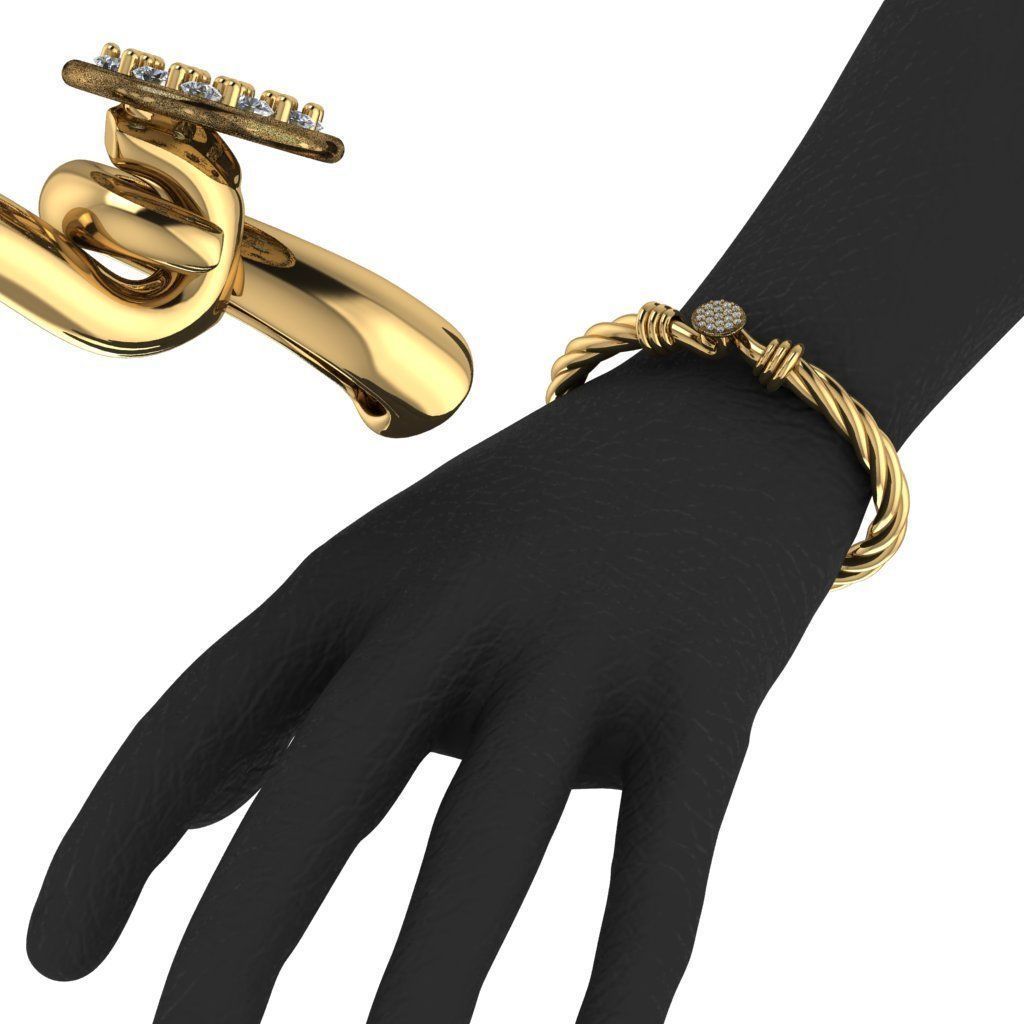 Dimond gem and gold bracelet 3D print model_6