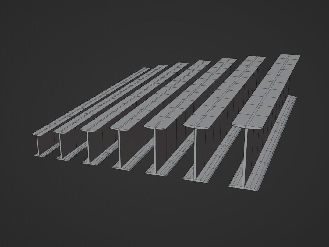 Steel Beams Set - IPN European Standard - DIN 1025-1 Low-poly 3D model_6