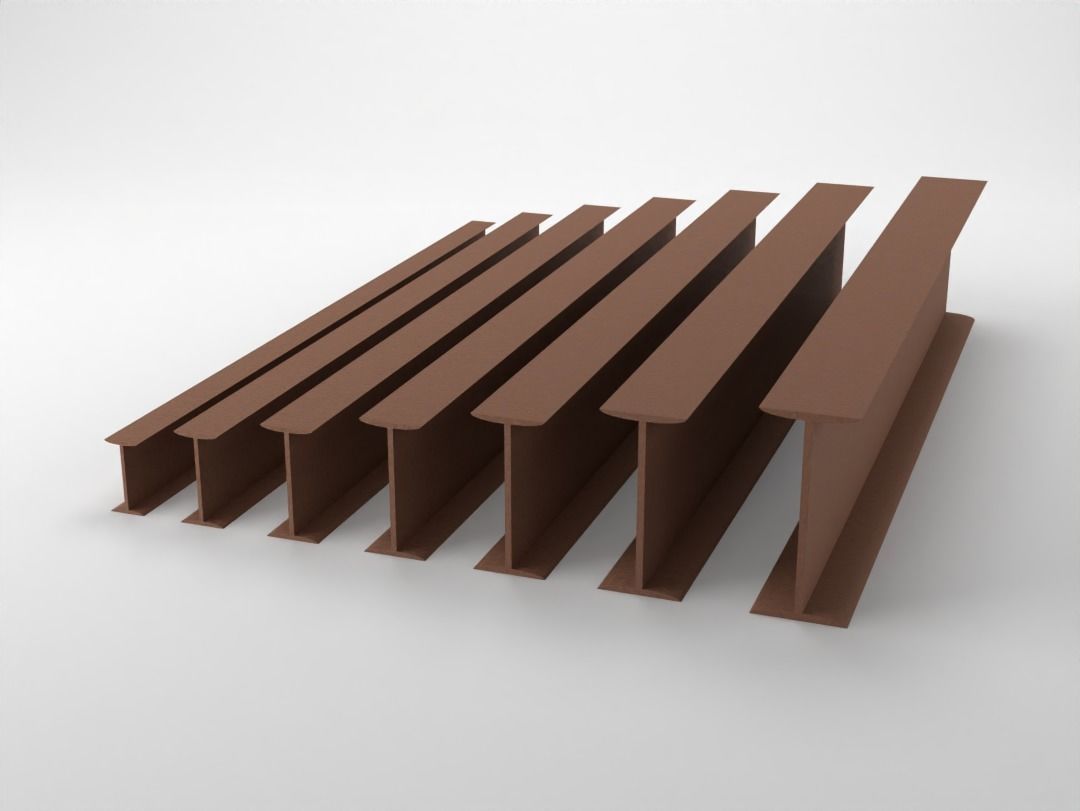 Steel Beams Set - IPN European Standard - DIN 1025-1 Low-poly 3D model_5