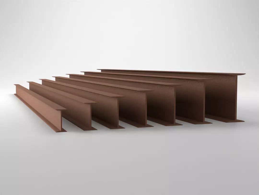 Steel Beams Set - IPN European Standard - DIN 1025-1 Low-poly 3D model_0