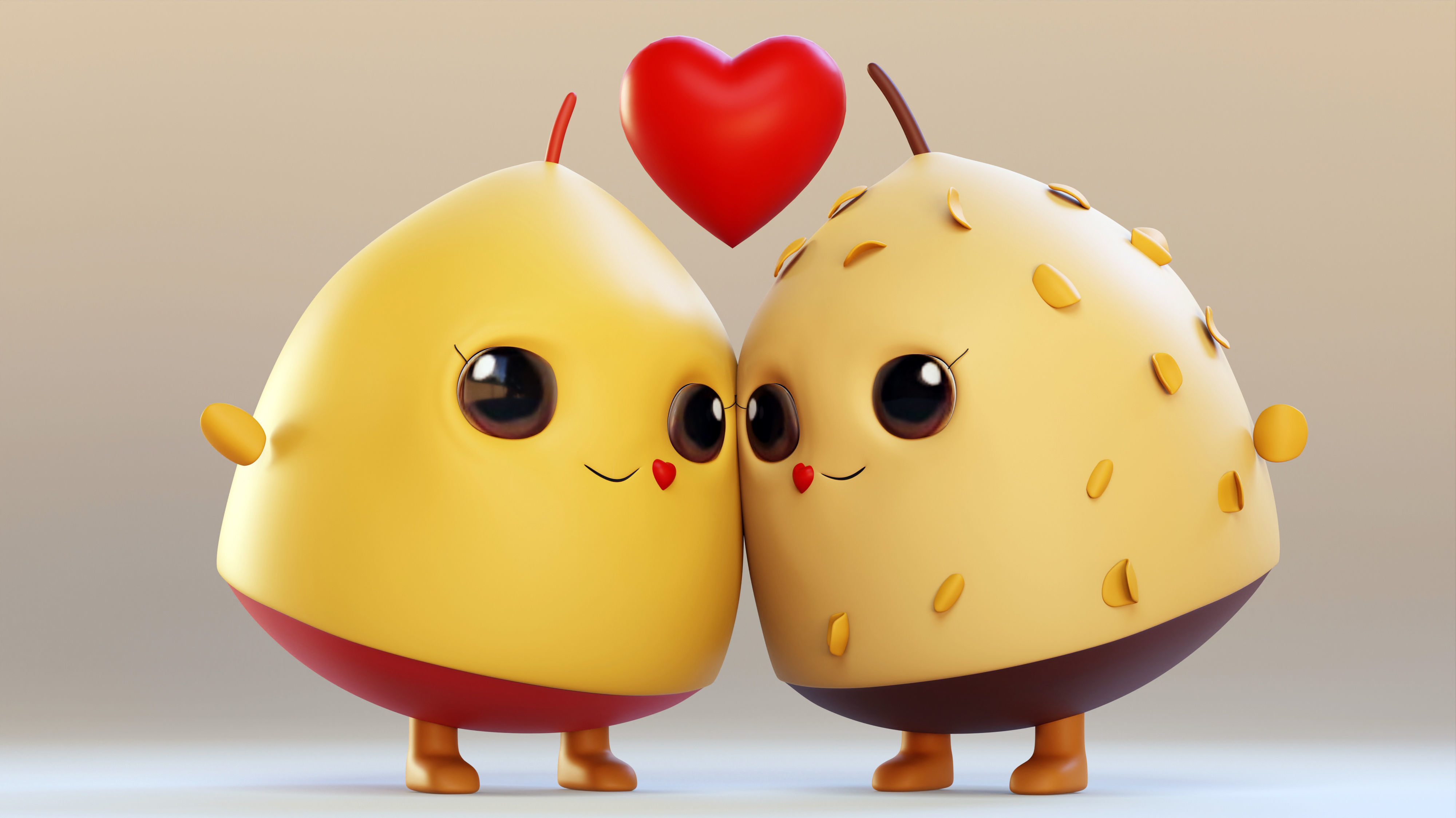Cute Emojis in Love- Couple Low-poly 3D model_3