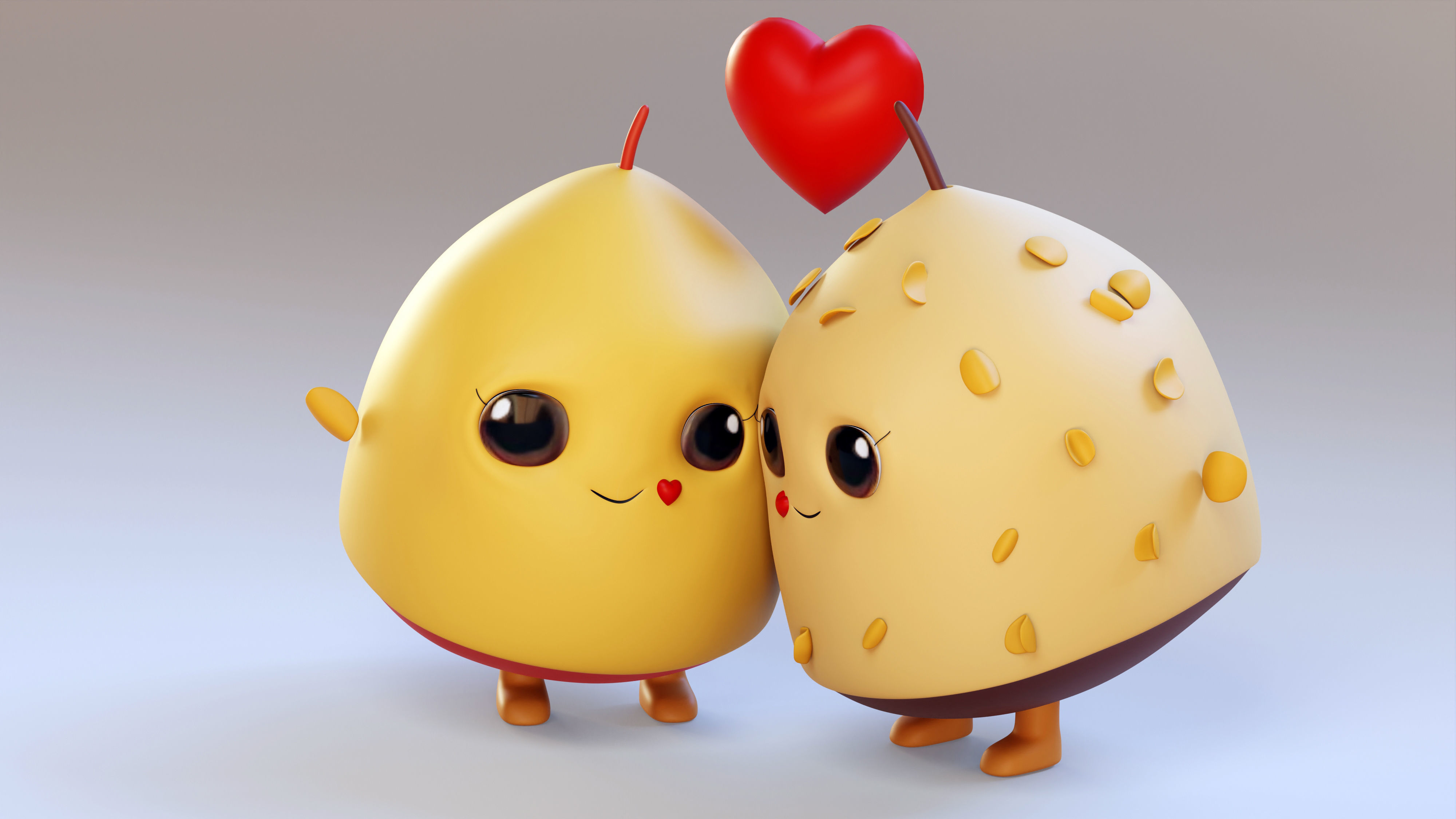 Cute Emojis in Love- Couple Low-poly 3D model_4