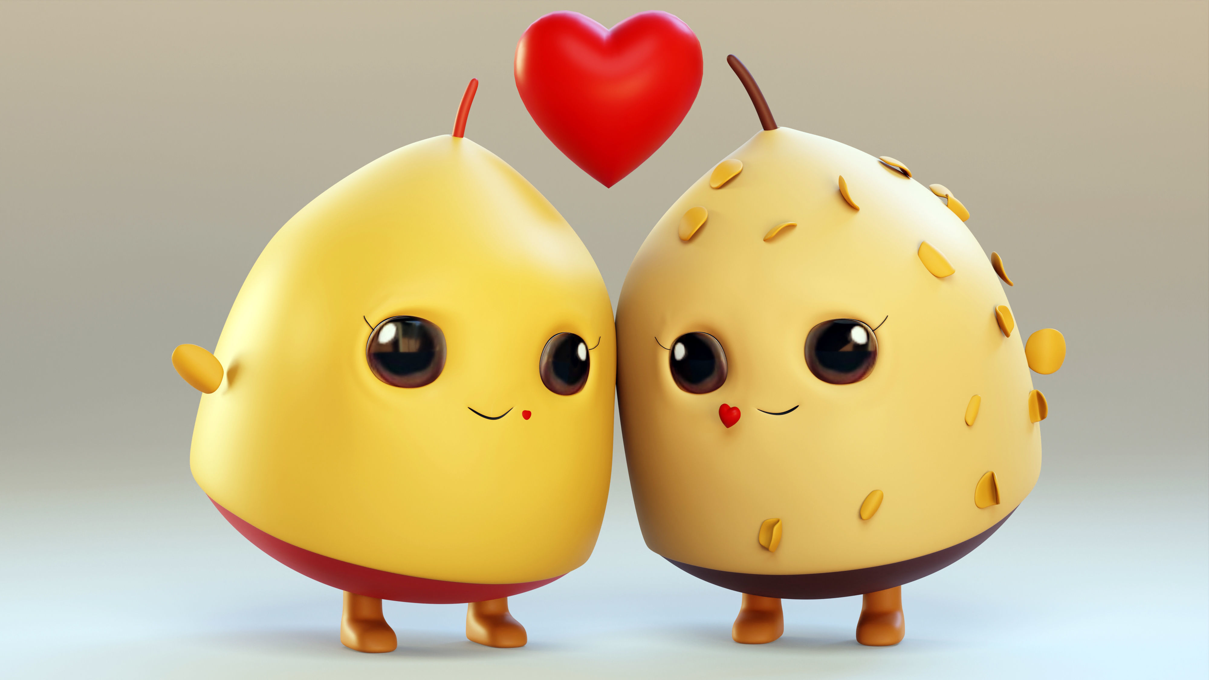 Cute Emojis in Love- Couple Low-poly 3D model_6