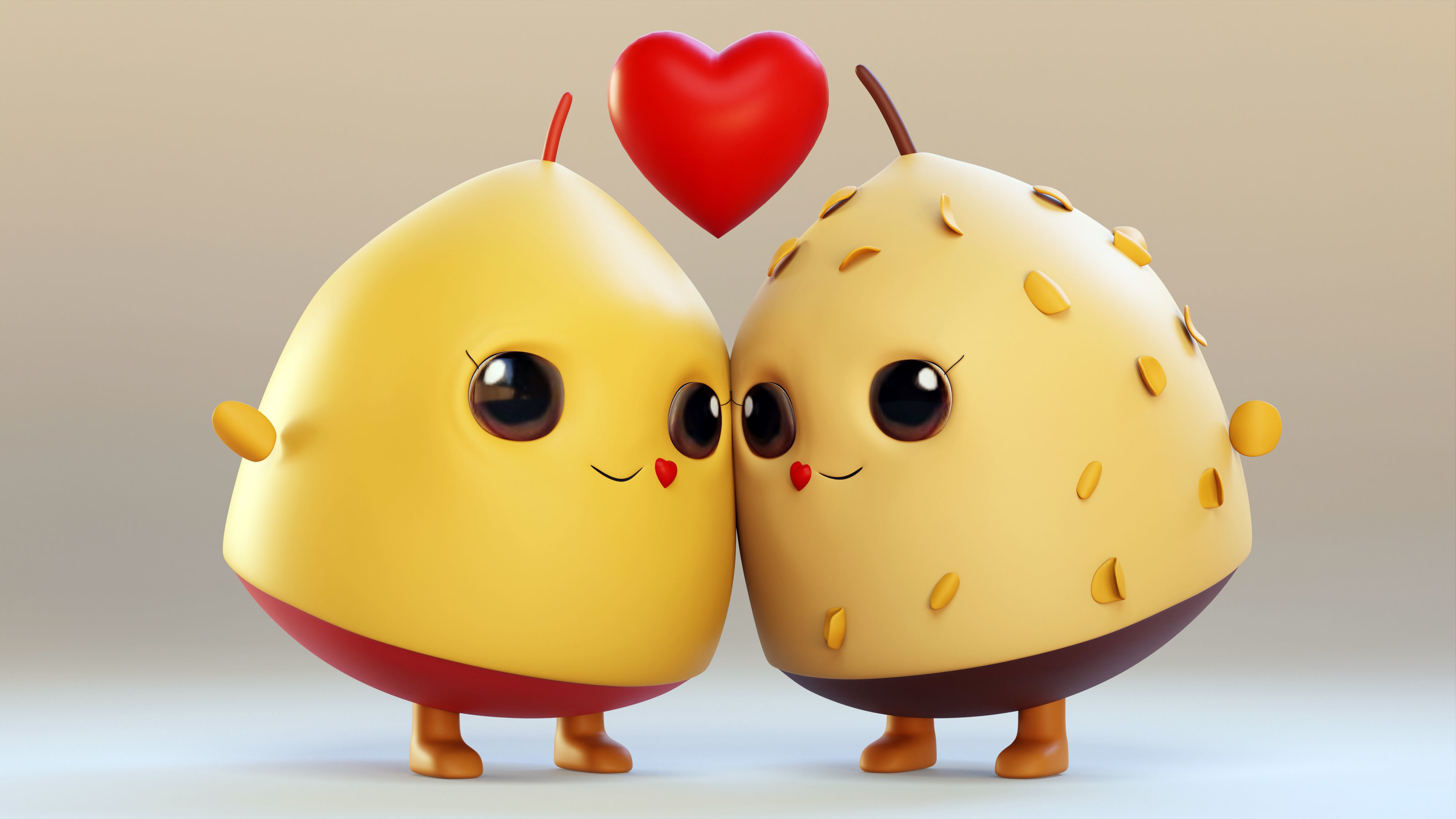 Cute Emojis in Love- Couple Low-poly 3D model_1