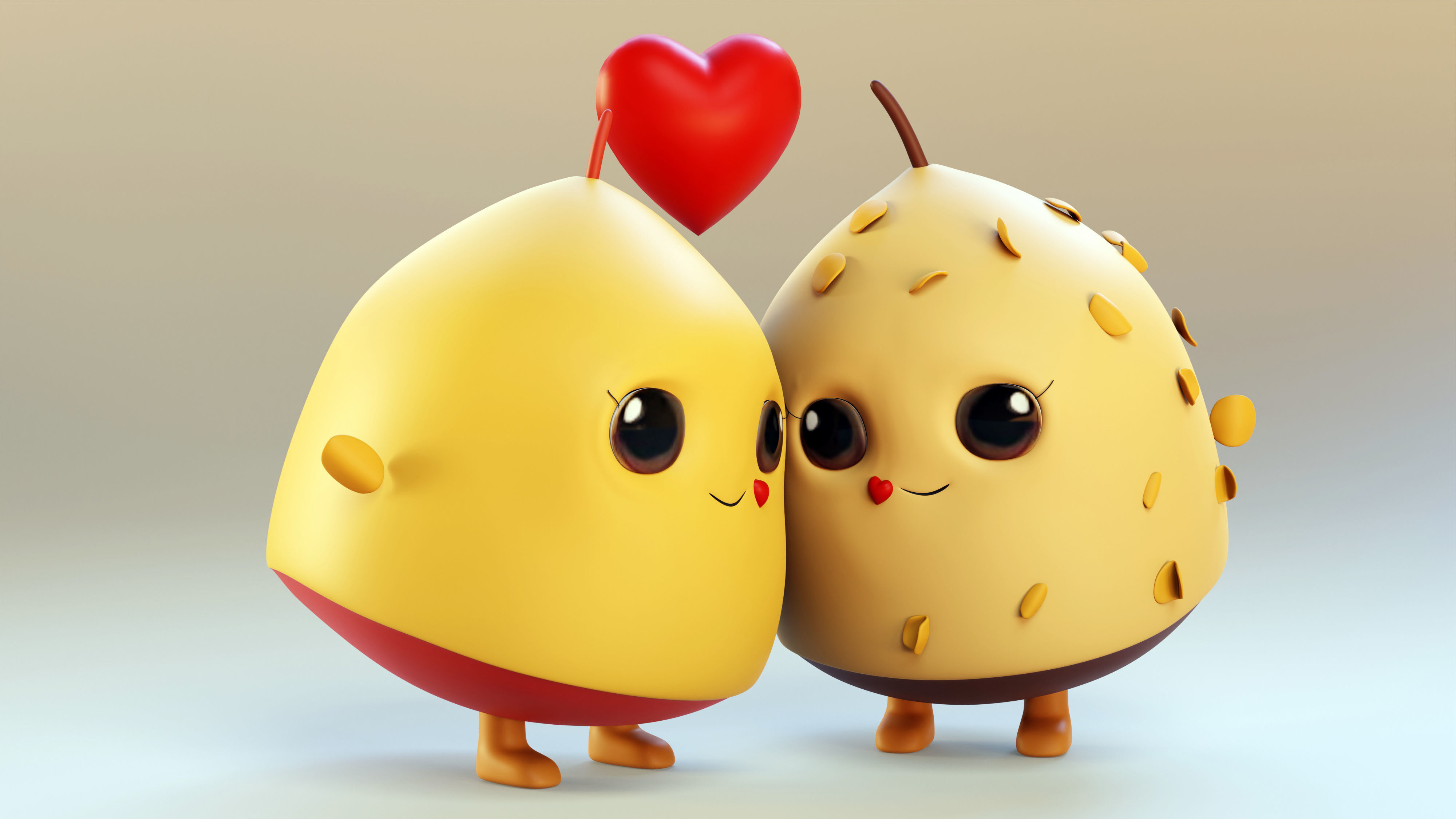 Cute Emojis in Love- Couple Low-poly 3D model_8