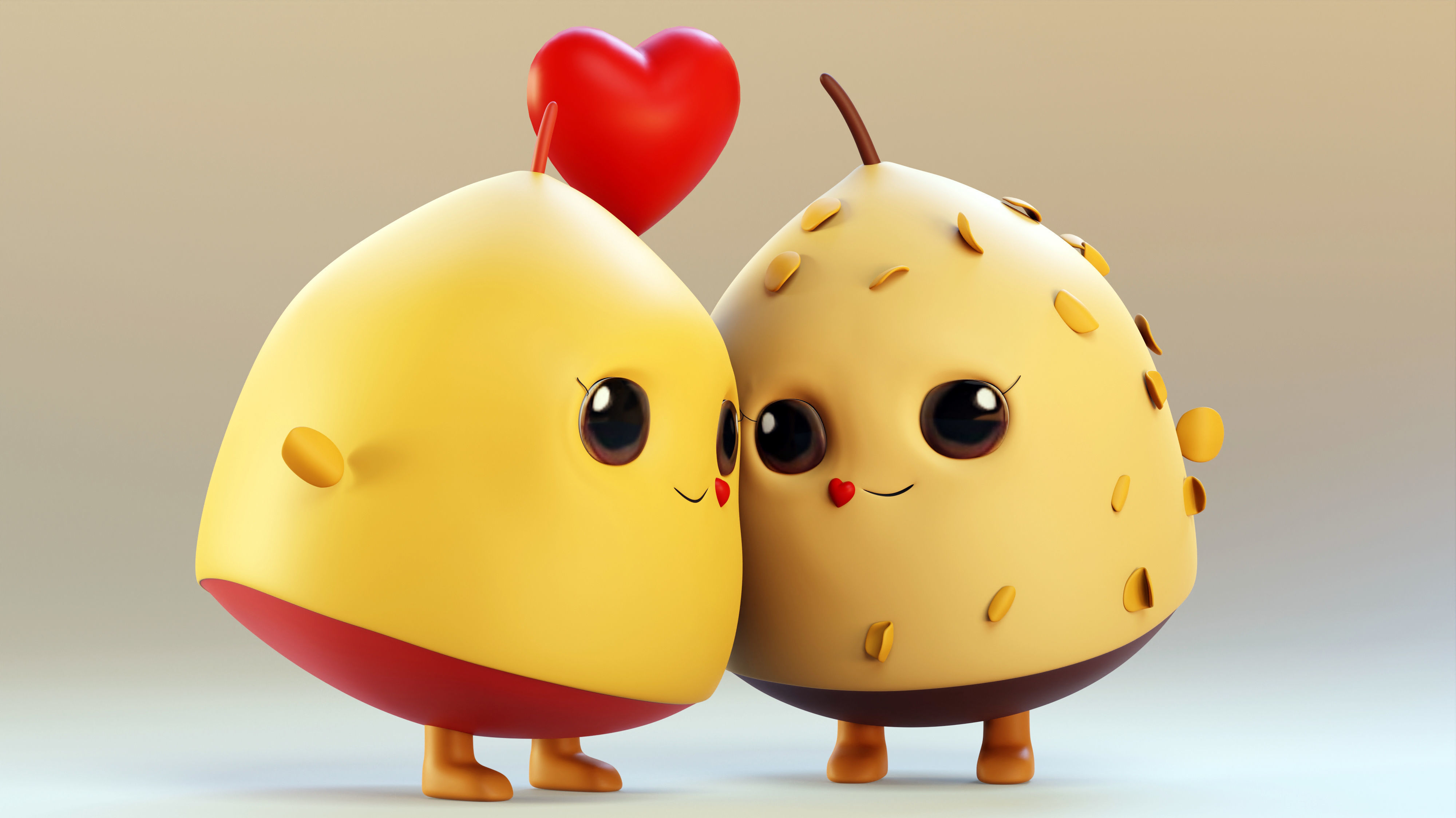 Cute Emojis in Love- Couple Low-poly 3D model_5