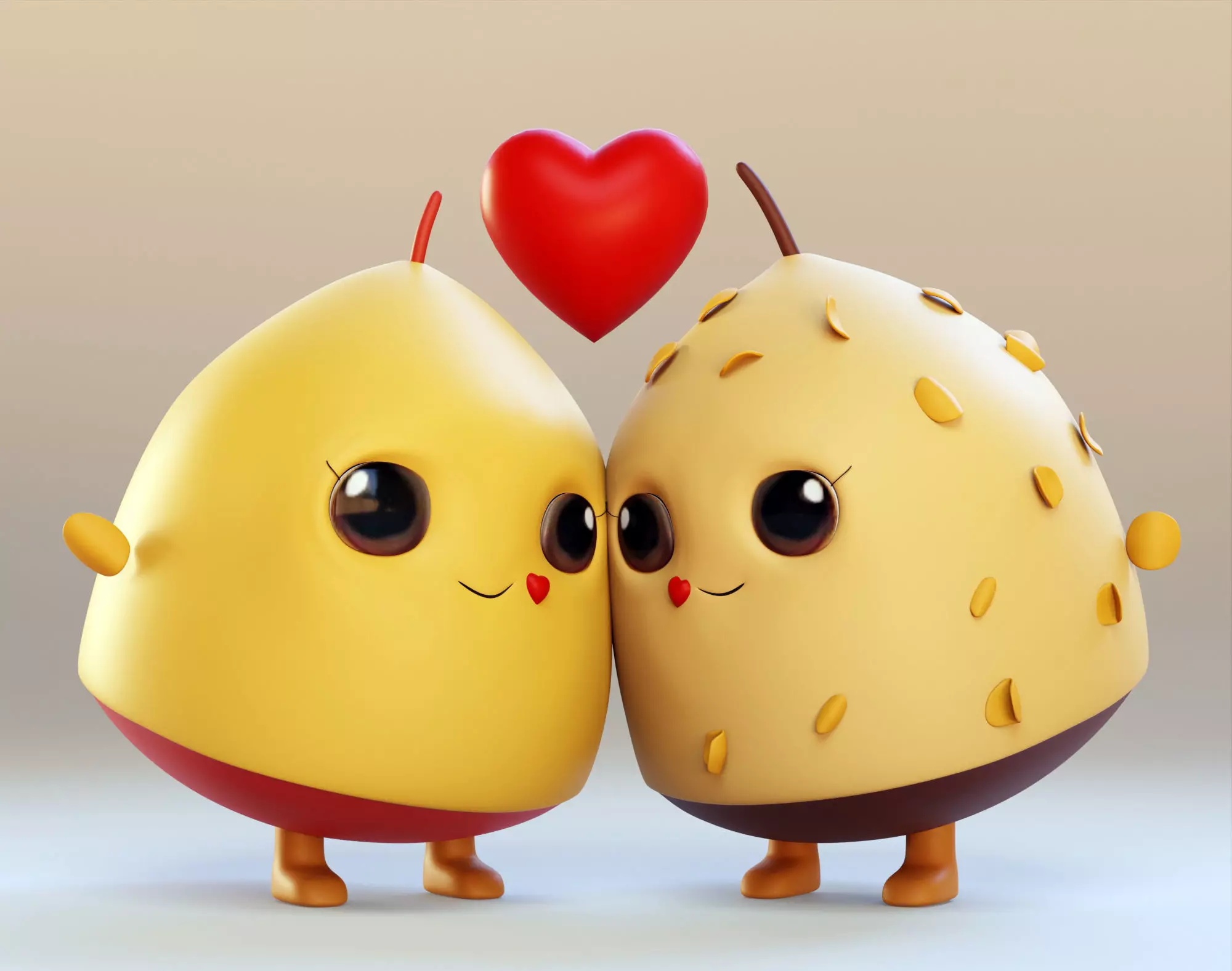 Cute Emojis in Love- Couple Low-poly 3D model_0