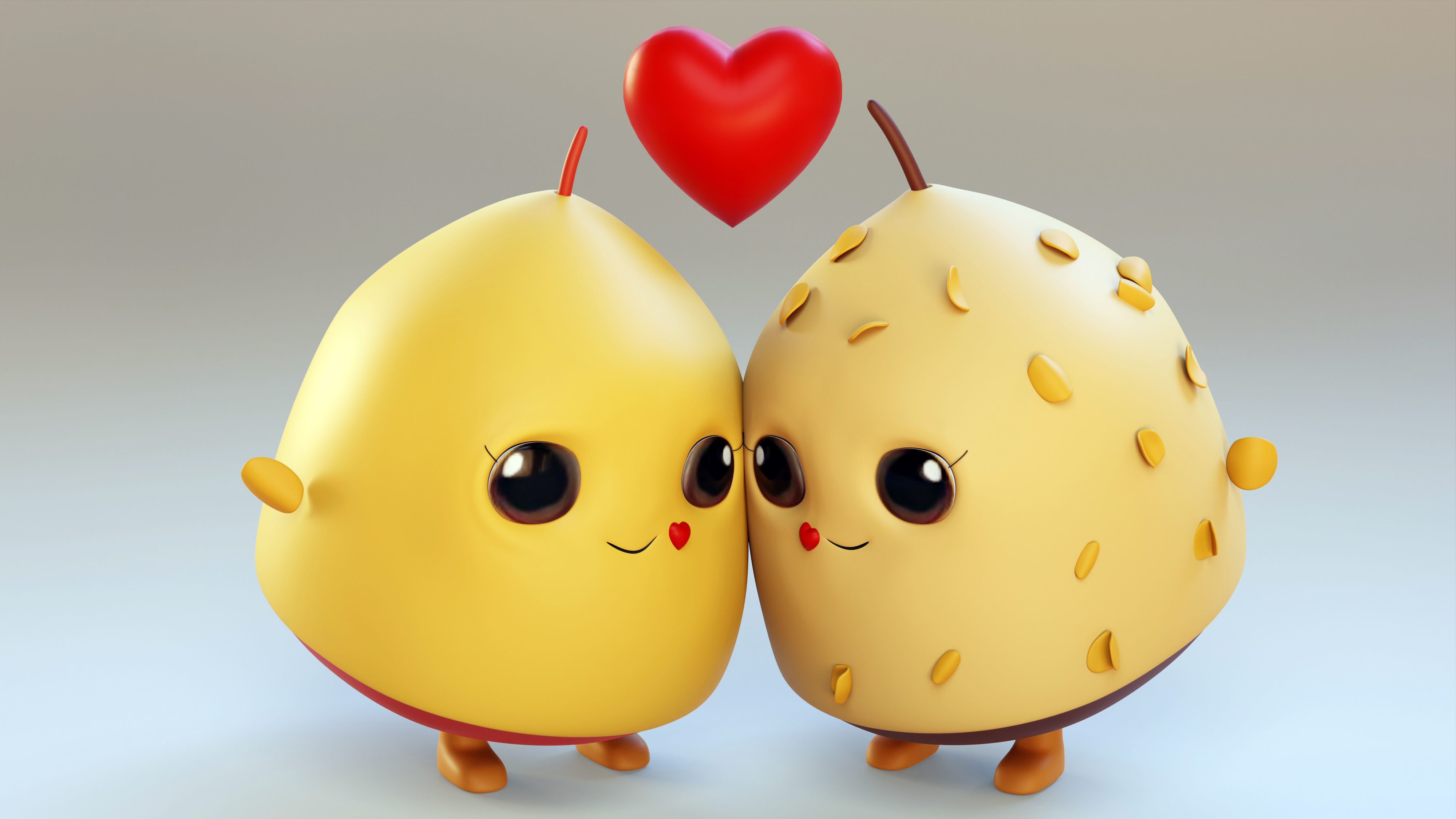 Cute Emojis in Love- Couple Low-poly 3D model_10