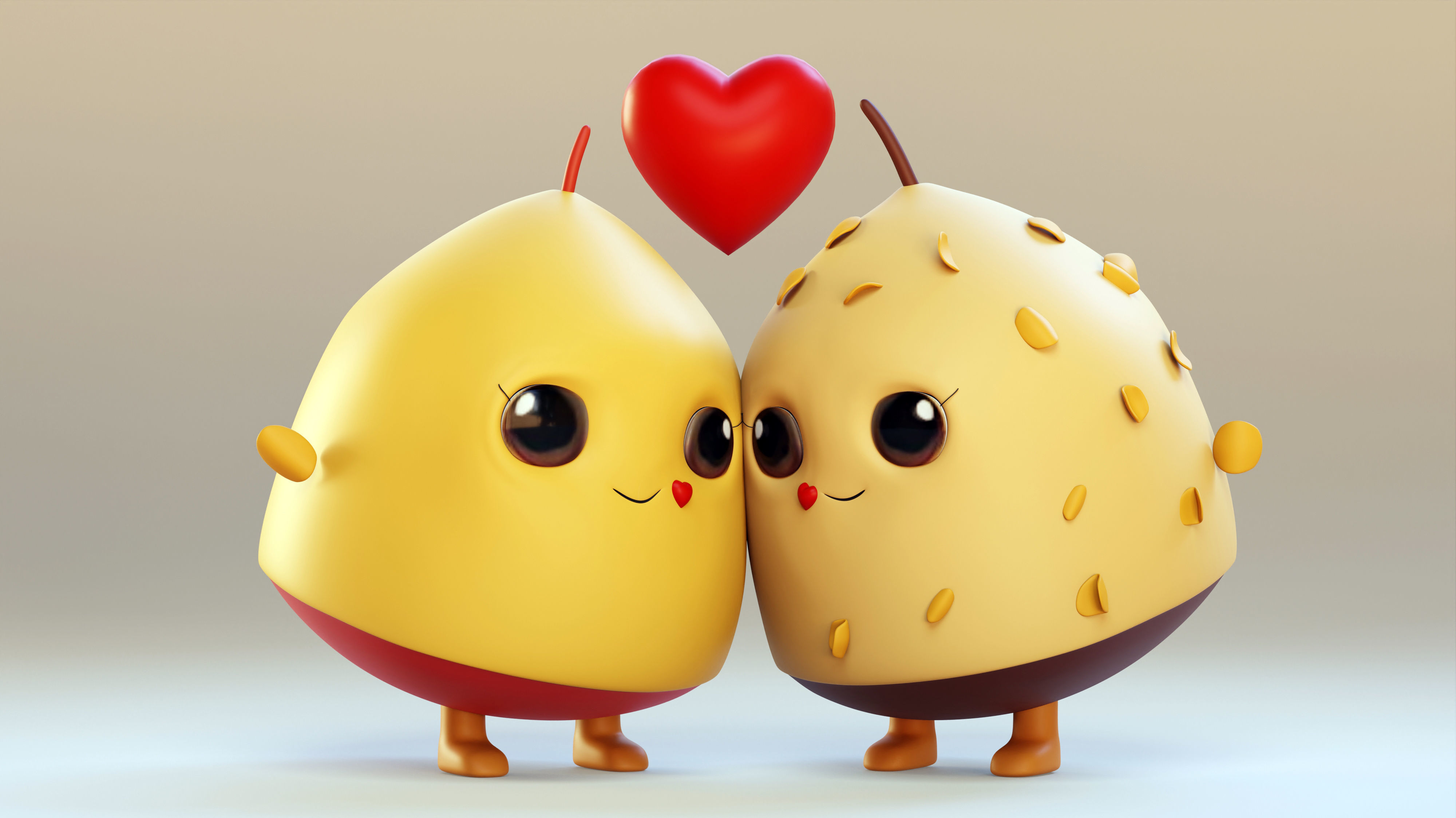 Cute Emojis in Love- Couple Low-poly 3D model_11