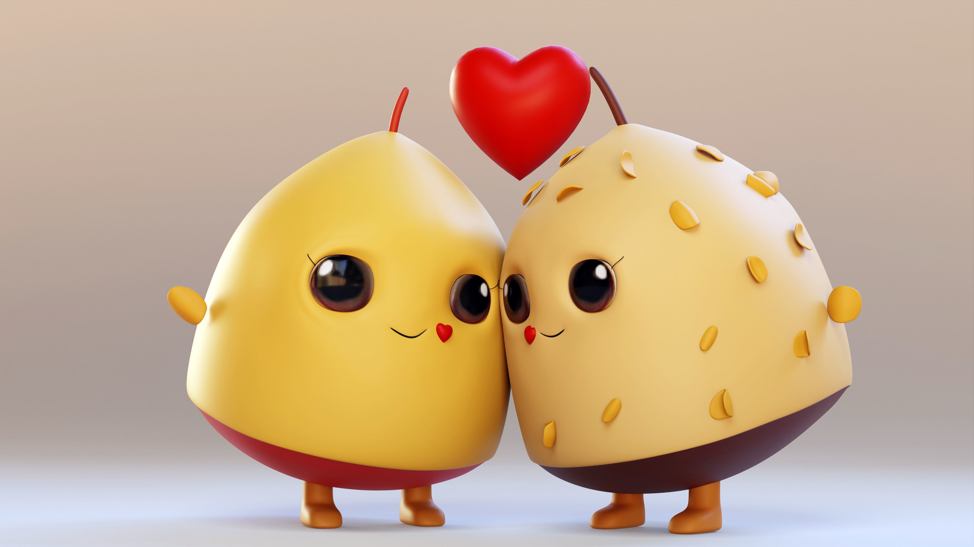 Cute Emojis in Love- Couple Low-poly 3D model_9