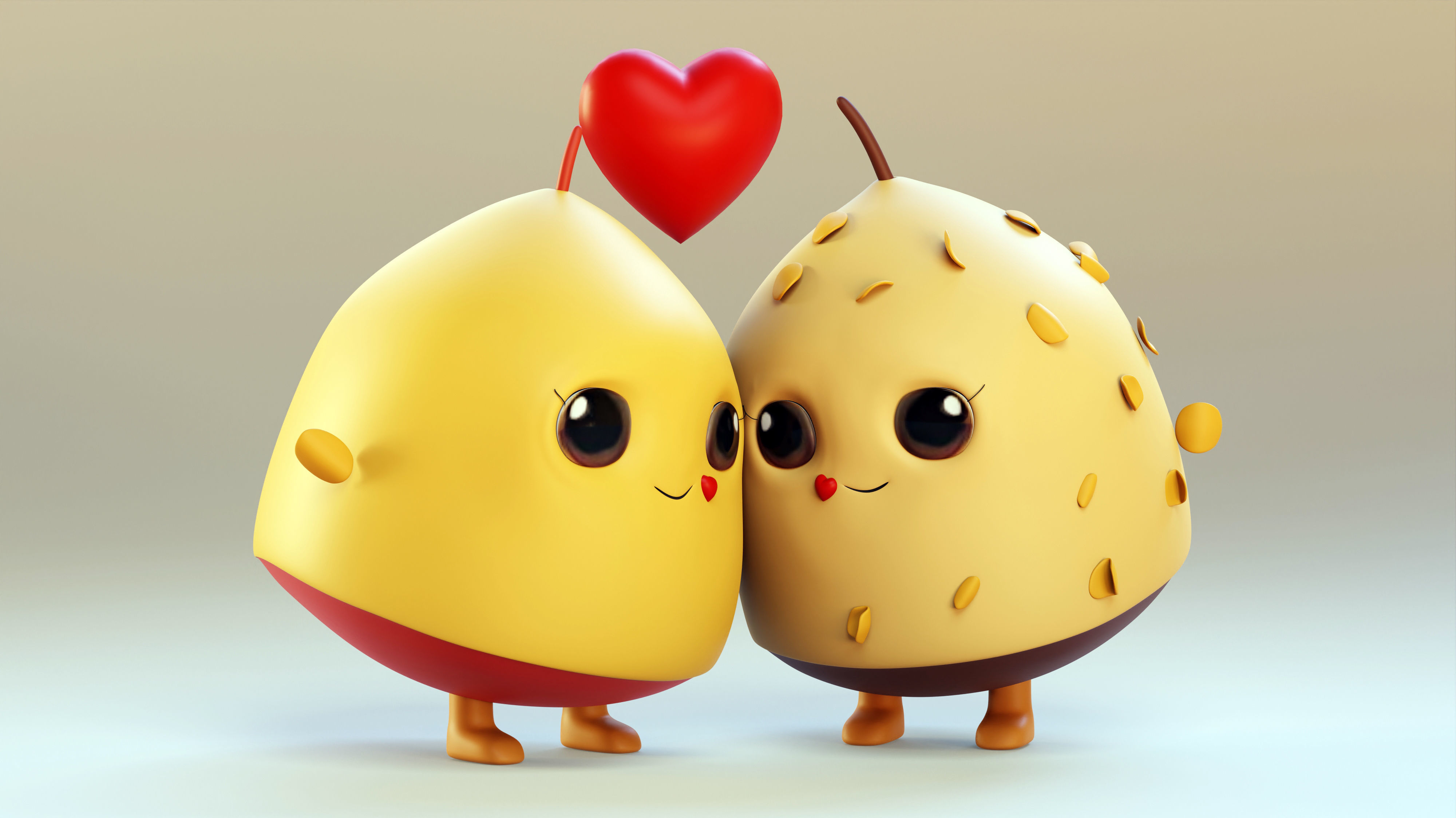 Cute Emojis in Love- Couple Low-poly 3D model_12