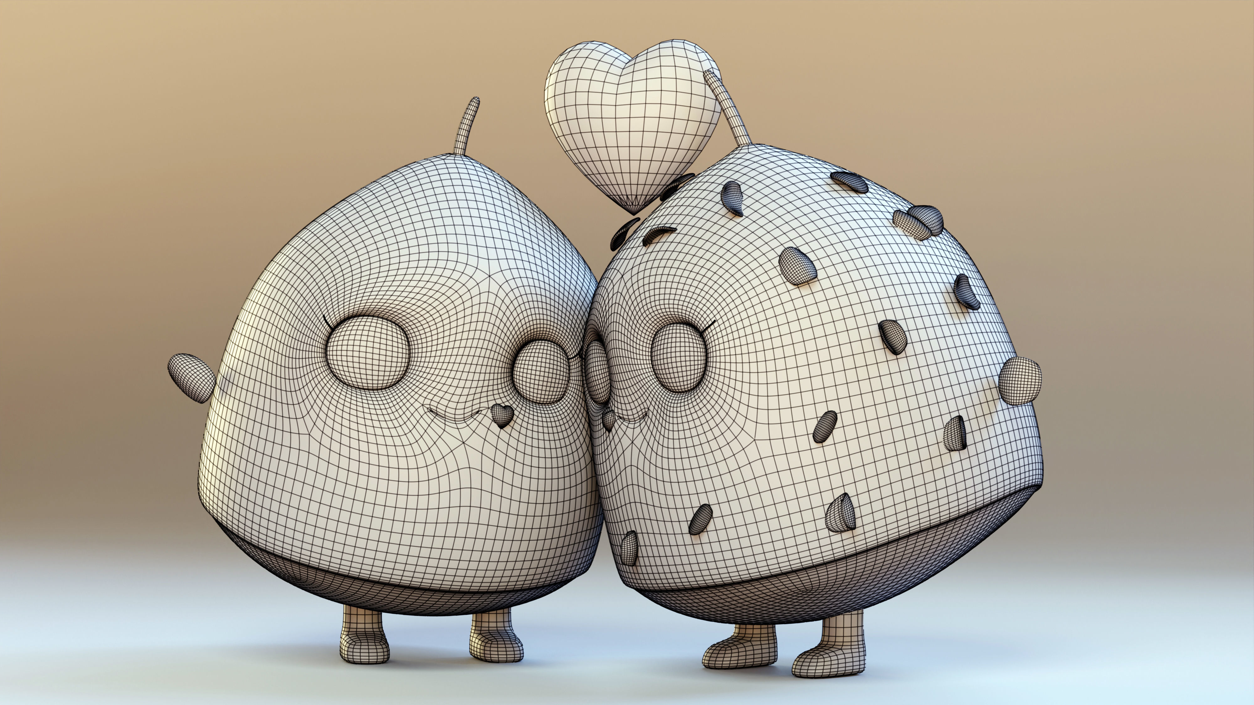 Cute Emojis in Love- Couple Low-poly 3D model_7