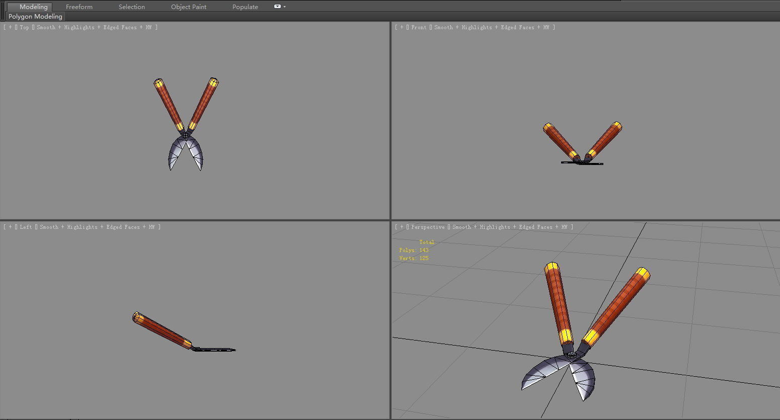 Cartoon gardening scissors - Pruning tool Low-poly 3D model_5