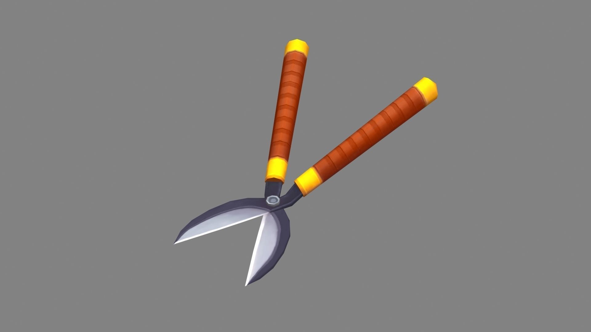 Cartoon gardening scissors - Pruning tool Low-poly 3D model_1