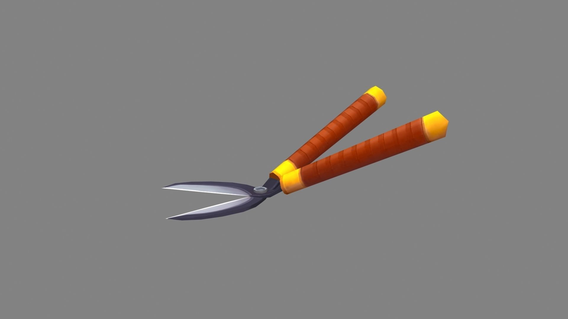 Cartoon gardening scissors - Pruning tool Low-poly 3D model_2
