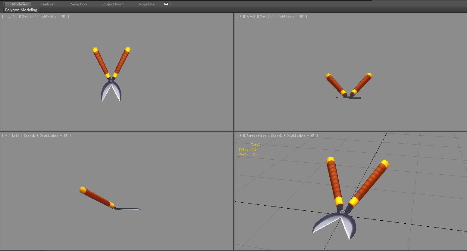 Cartoon gardening scissors - Pruning tool Low-poly 3D model_4