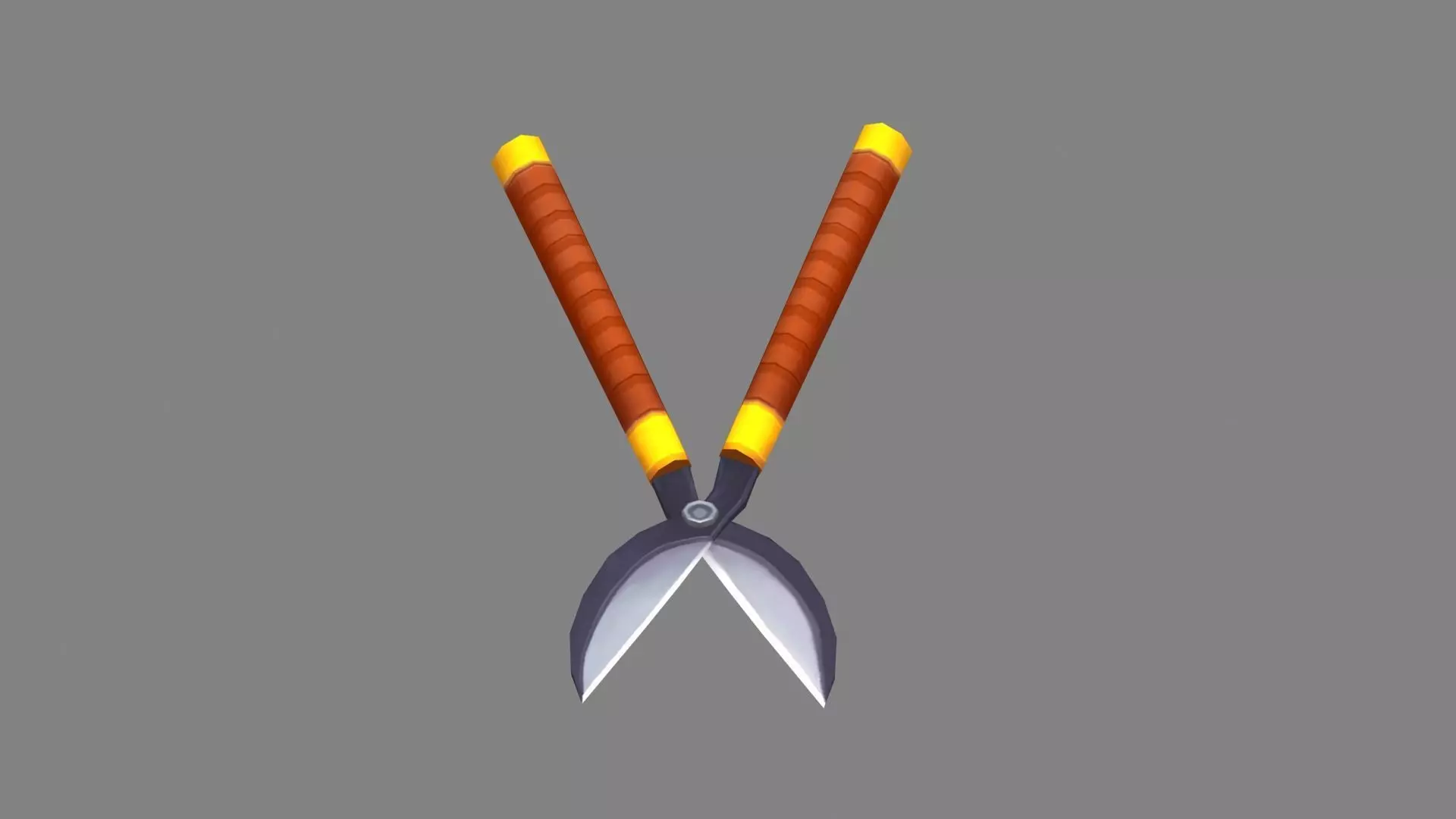 Cartoon gardening scissors - Pruning tool Low-poly 3D model_0