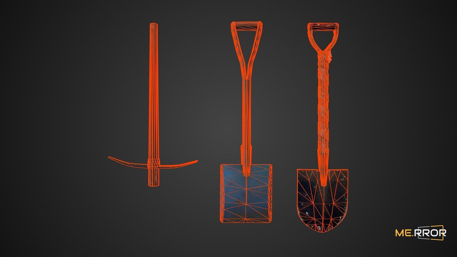 Game Ready Shovel Set Low-poly 3D model_8