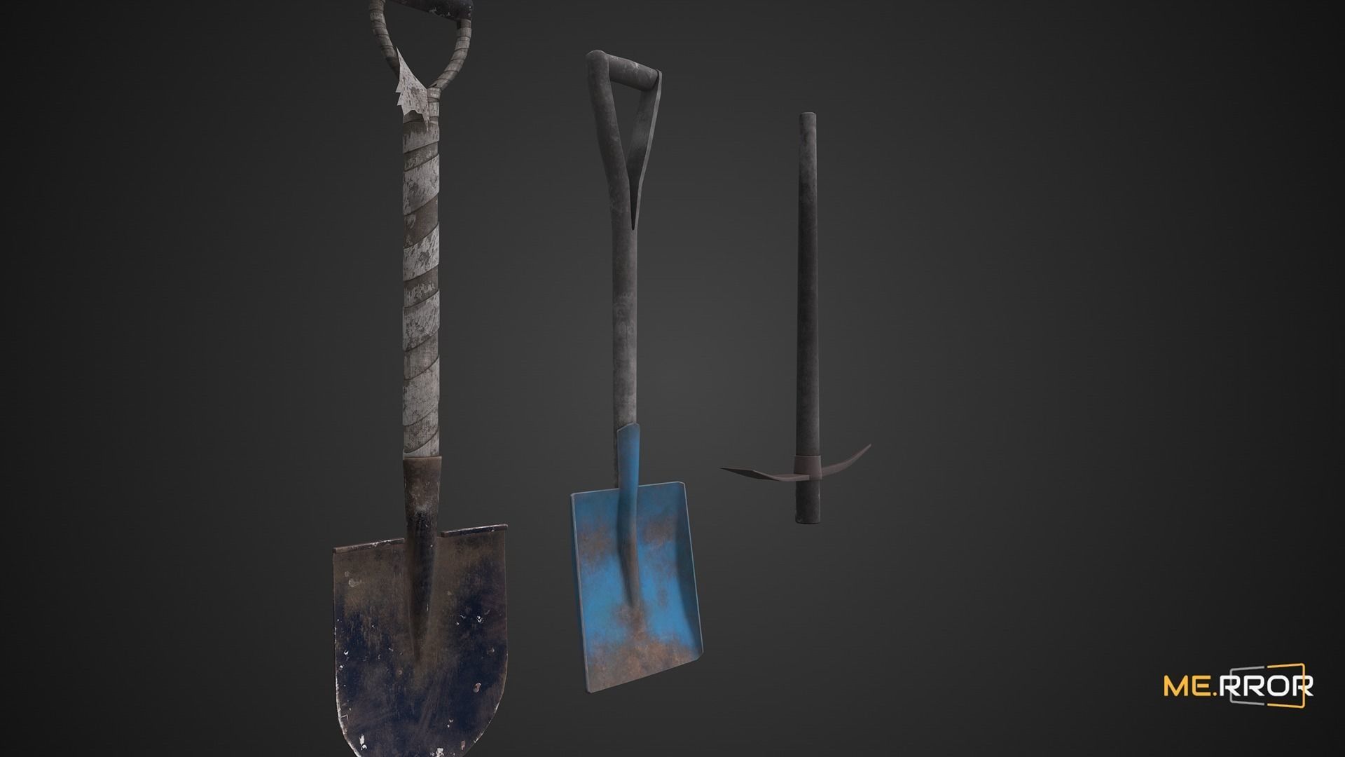 Game Ready Shovel Set Low-poly 3D model_1