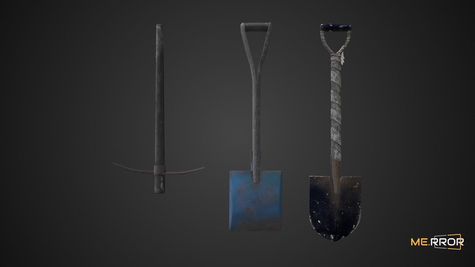 Game Ready Shovel Set Low-poly 3D model_4