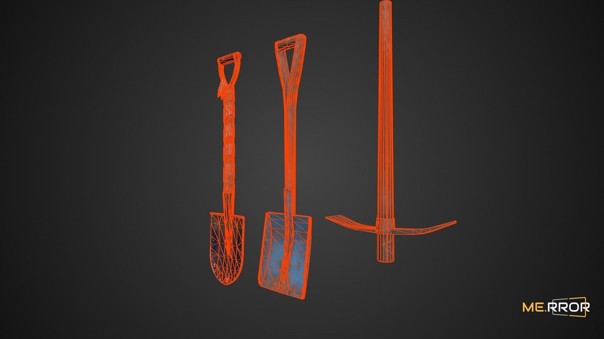 Game Ready Shovel Set Low-poly 3D model_3