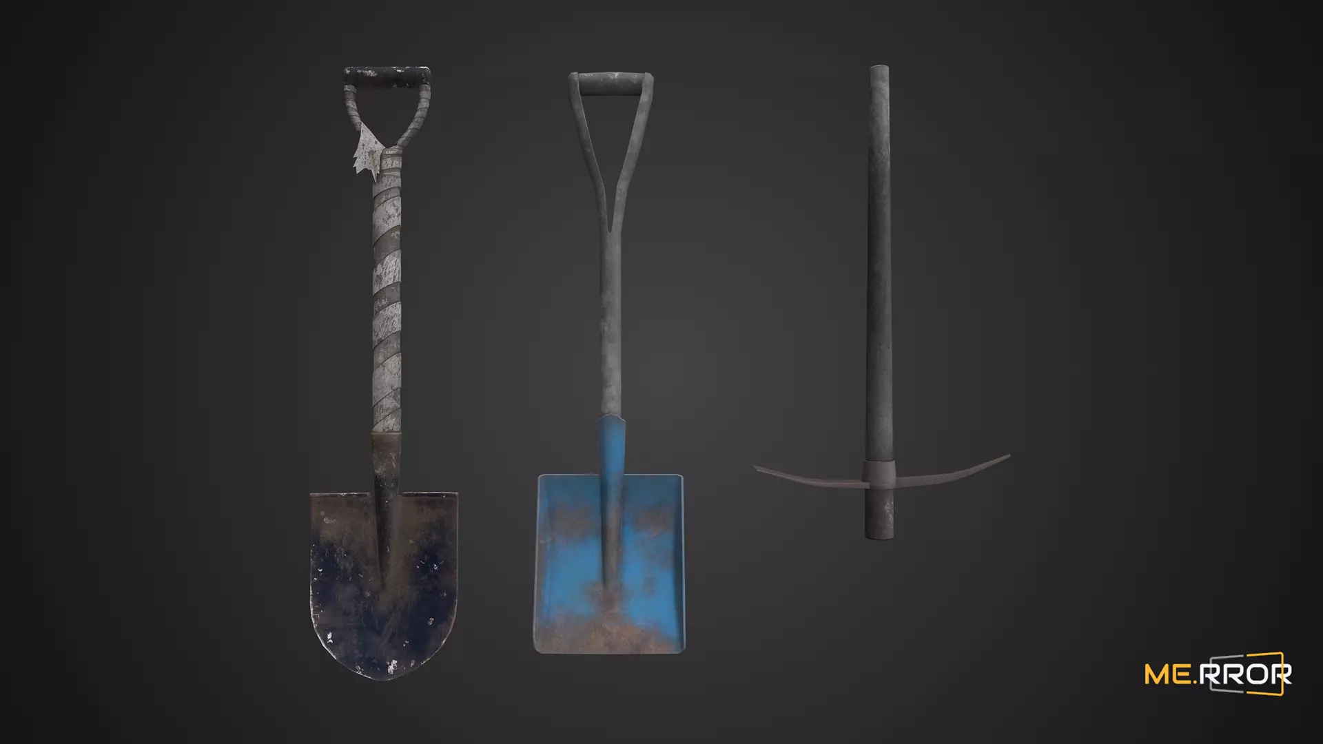 Game Ready Shovel Set Low-poly 3D model_0