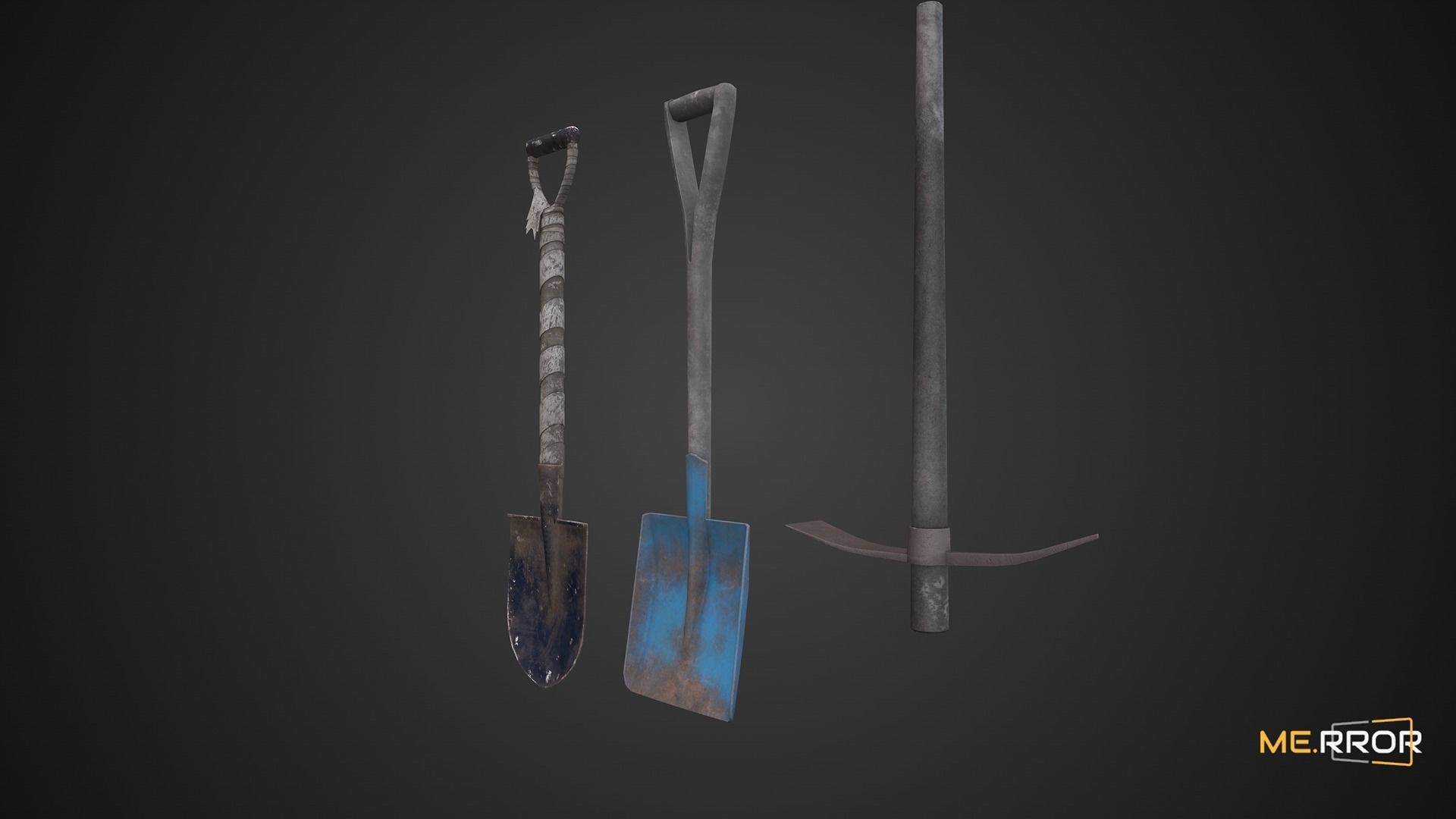 Game Ready Shovel Set Low-poly 3D model_2