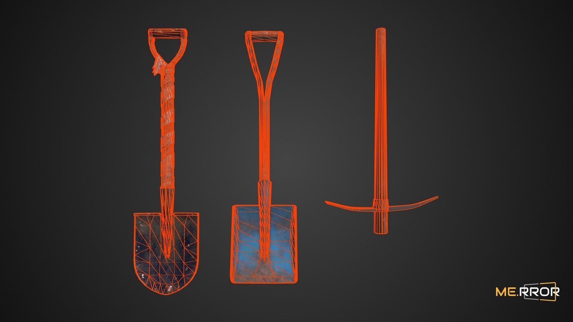 Game Ready Shovel Set Low-poly 3D model_5