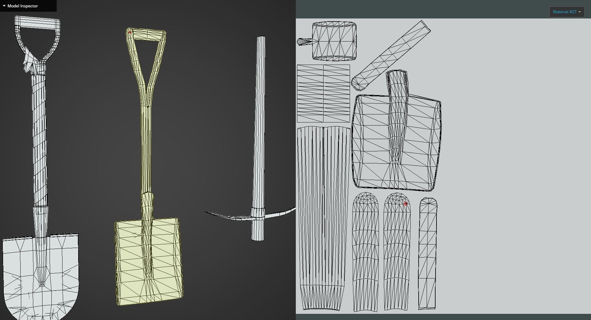 Game Ready Shovel Set Low-poly 3D model_10