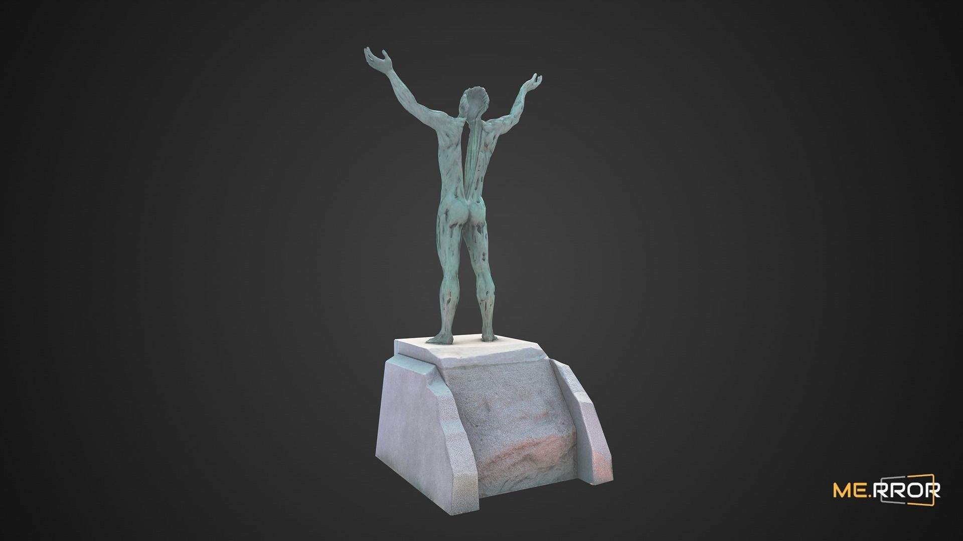 Game Ready Bronze Statue Low-poly 3D model_2
