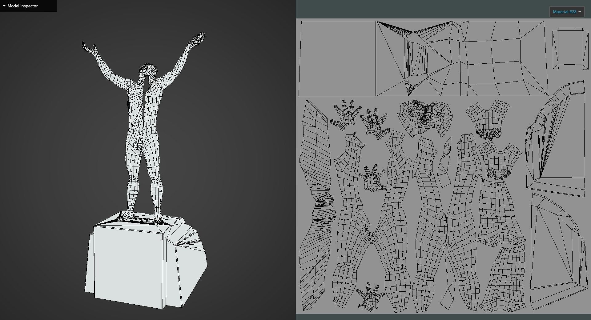 Game Ready Bronze Statue Low-poly 3D model_16