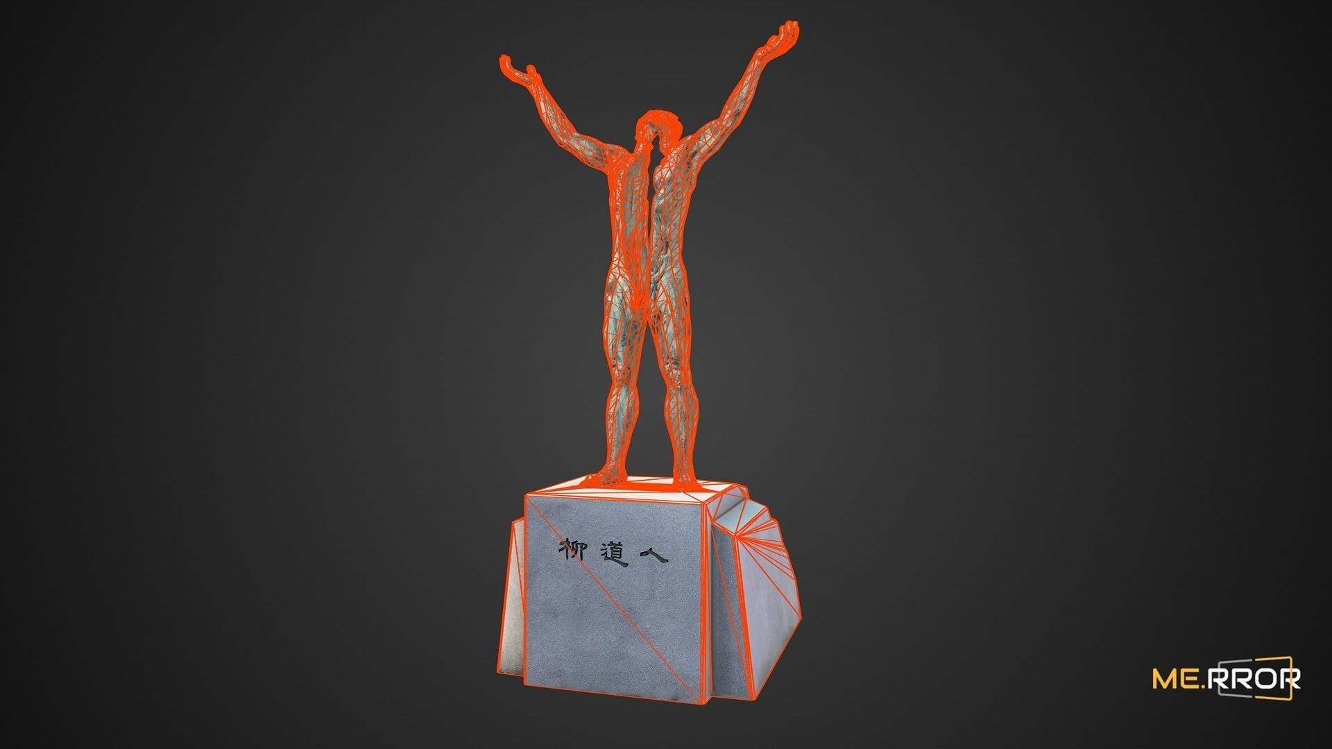 Game Ready Bronze Statue Low-poly 3D model_7