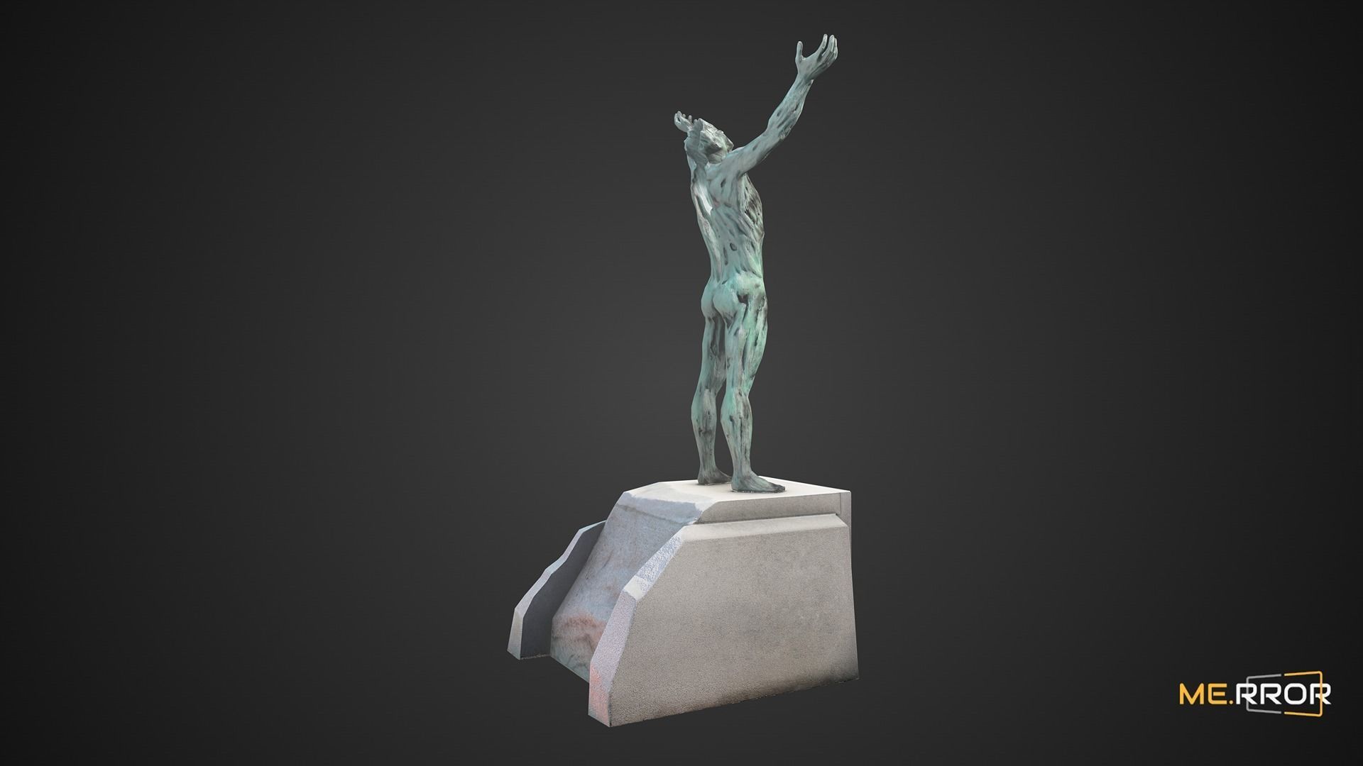 Game Ready Bronze Statue Low-poly 3D model_4