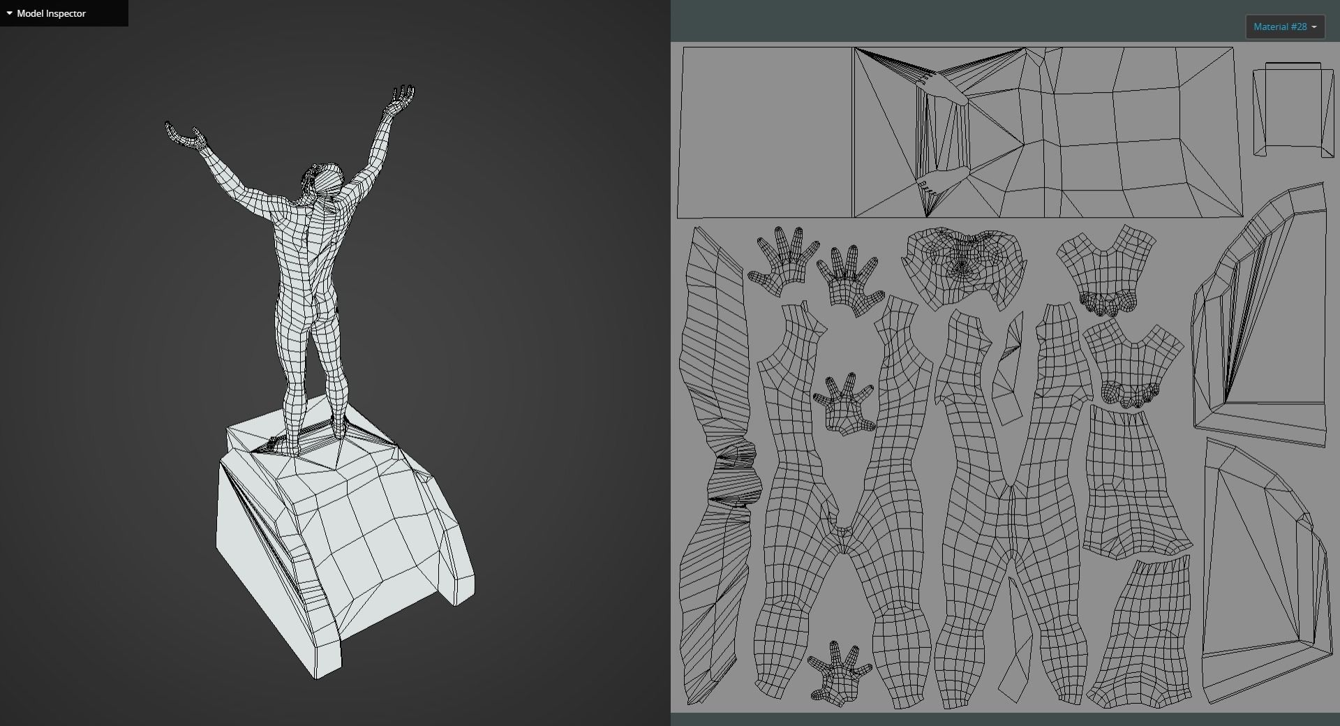 Game Ready Bronze Statue Low-poly 3D model_15