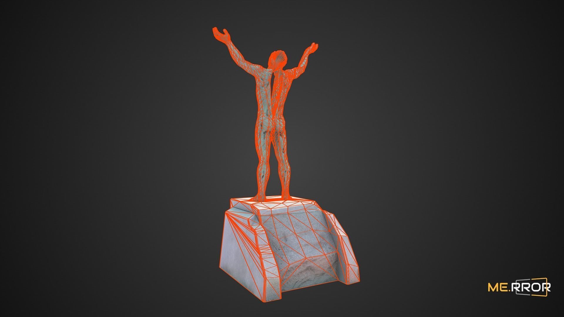 Game Ready Bronze Statue Low-poly 3D model_3