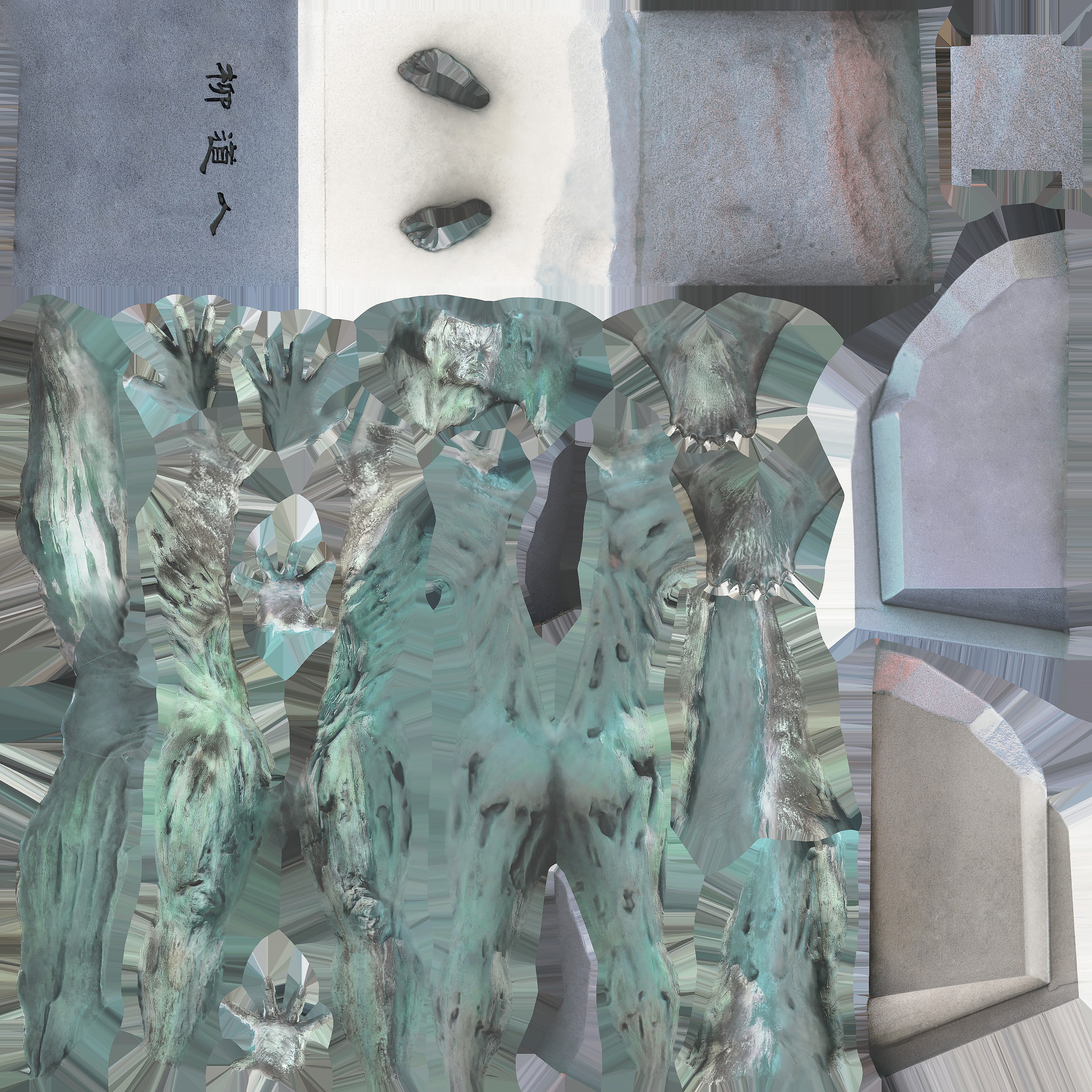 Game Ready Bronze Statue Low-poly 3D model_13