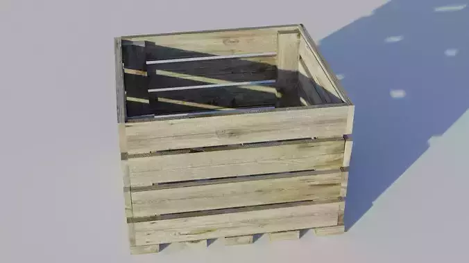 Simple Wooden Open-style Crate With Gaps Low-poly 3D model