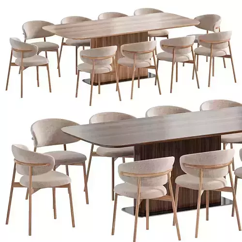 Oleandro chair and Glide Dining Table 3D model