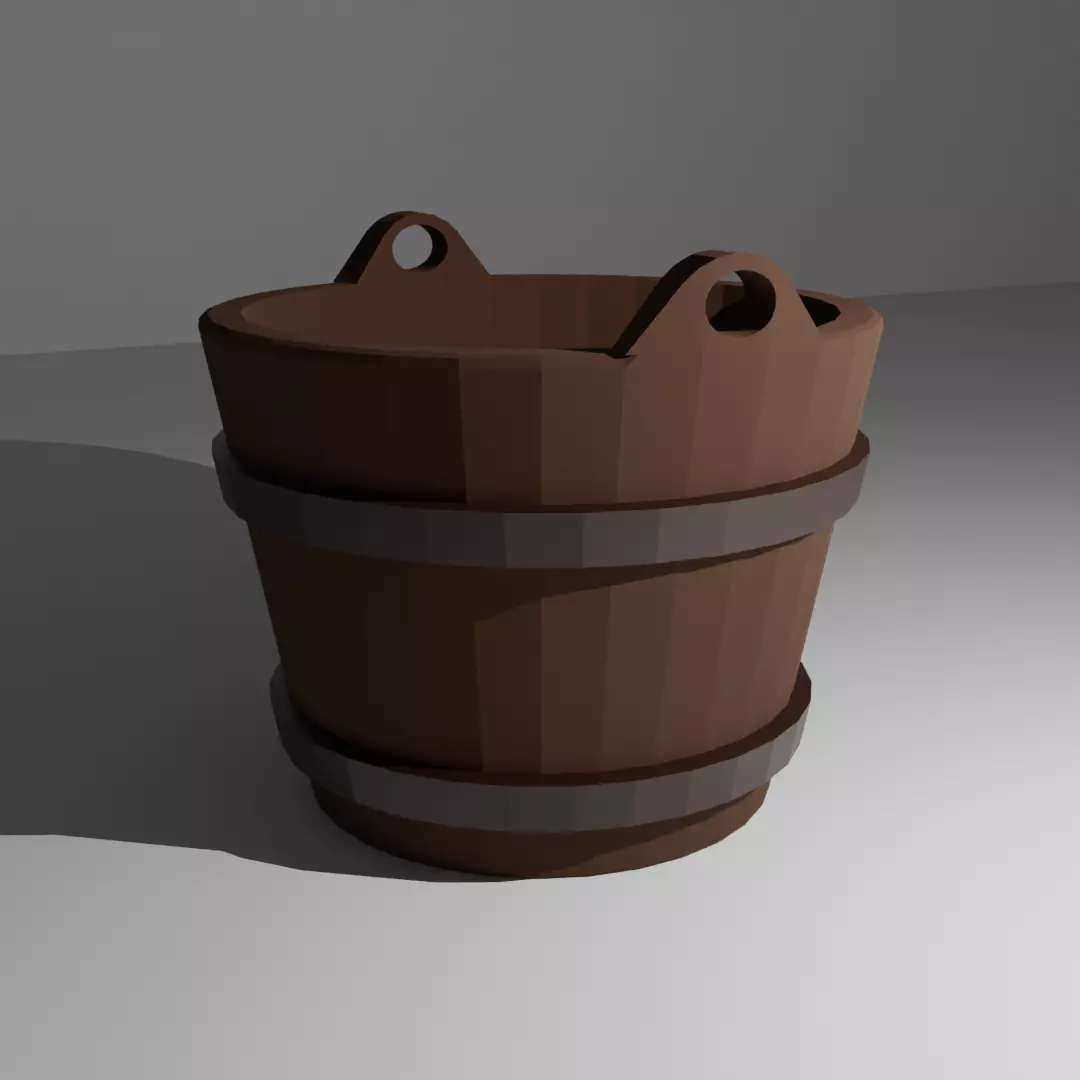 Wooden Bucket 3D model_0