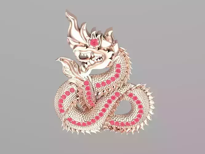 Naga khmer Pendants Gold Dragon Cambodia Naga 3D print model 3D print model