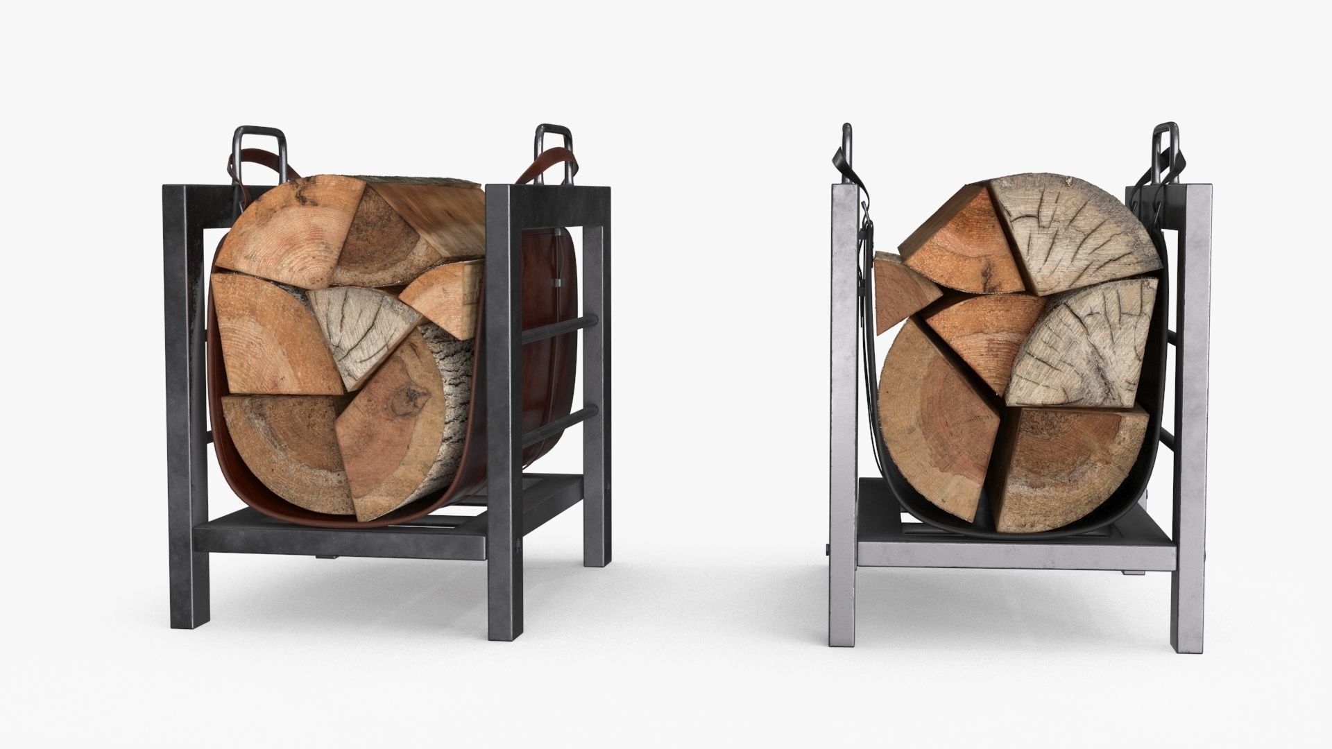 Firewood Log Rack 2 colors Low-poly 3D model_7